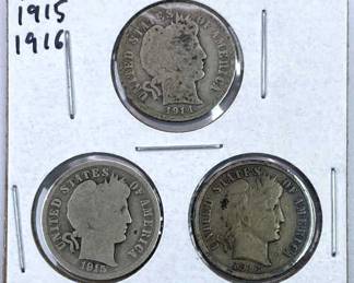 1914, '15, '16 Barber Silver Dimes Set