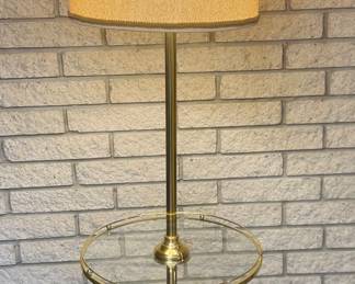 Stiffel-style brass glass table lamp with original shade