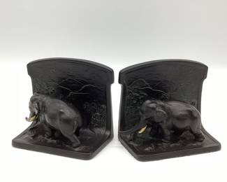 L.V. Aronson Bronze Elephant Bookends