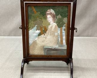Antique Needlepoint Portrait