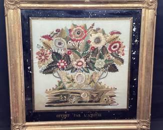 19th Century Eglomise Bordered Needlework