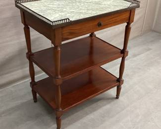 French Mahogany Marble Top Serving Stand