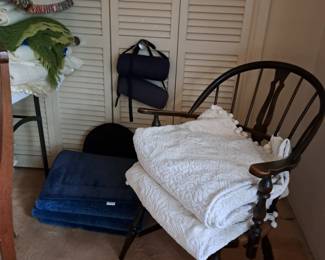 TWIN BED SPREADS, ARM CHAIRS