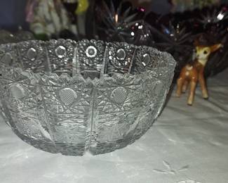 Several pieces of Bohemian Brilliant cut crystal - in Queens Lace Pattern