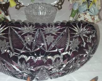 Bohemian Cut To Clear Canoe form vase