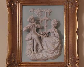 PAIR OF Meissen Art German  WALL PLAQUES (Back inscription) 