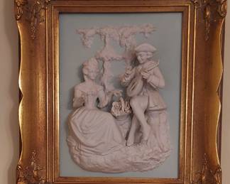  PAIR OF Meissen Art German  WALL PLAQUES (Back inscription) 