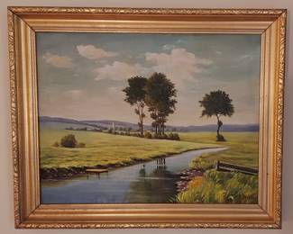 Landscape Oil Painting signed  K. Weber