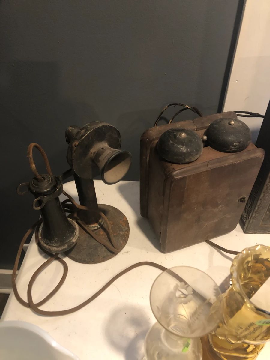 Antique Kellogg Candlestick phone with Oak dovetailed ringer box