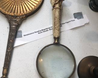 hand mirror and magnifying glass with dog handle 