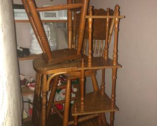 swivel pressed back chairs and shelf