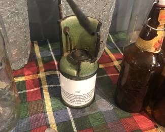 Chinese Mounted smoking water Opium pipe, crackle glaze ceramic flask with porcelain & copper with attached cleaner dated approx. 1890