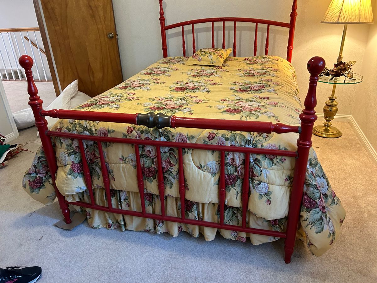 Brass Bed painted a beautiful Red Full Size