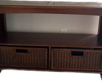Beautiful Wood Console Table with 2 Baskets for storage 