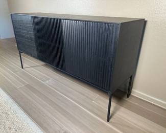 Never used black wood side console- $600, 63 x 17.75 x 32.5