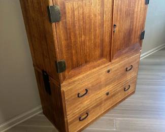 Antique Japanese Tansu cupboard, $600, 37 x 16.5 x 44. Two pieces.