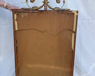 Antique mirror, wood with metal top garland, $350, 26 x 48