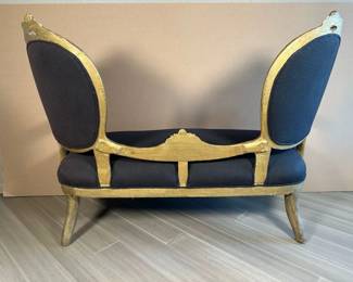 Louis XV style giltwood and upholstered settee, $900, 54 x 28 x 40