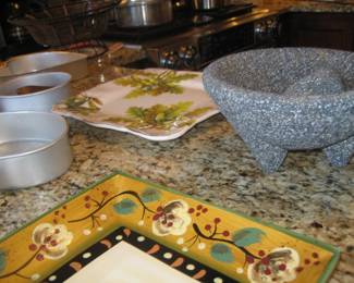 Mortar and pestle, bakeware, serving pieces