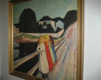 Reproduction of "The Girls on the Quay" by Edvard Munch, printed in W. Germany