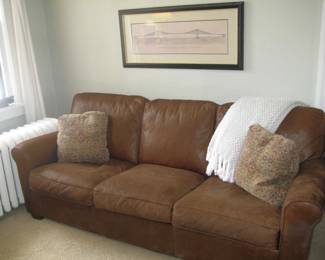Distressed "Charleston" 84" leather sofa from Room and Board