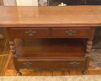 Ethan Allen Solid Cherry Buffet Table On Casters