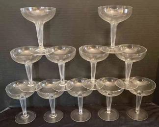 Eleven Vintage Hollow Stem Champagne Coupe Glasses