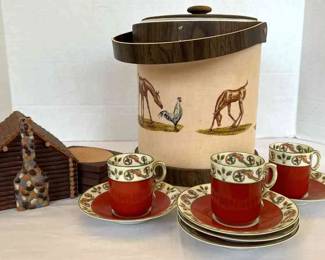 Chaco Originals Vintage Horse Ice Bucket, Cabin Coaster Set, Antique Tea For 3 By Old Norway