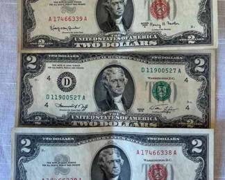 06 Red Print Series 1963 $2 Bills