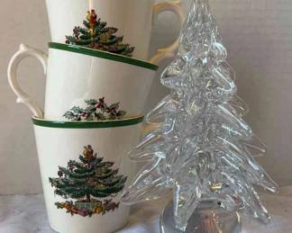 3 Spode Christmas Mugs Crystal Tree
