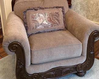 Ashley Furniture Tan Wooden Chair Matches Set In Auction