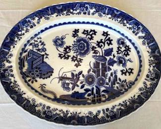 Antique Copeland Serve Platter 21 Grasshopper Pattern D9821