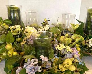 3 Metal Candelabras W Faux Florals