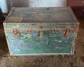 Green Trunk With Horse Contents Inside