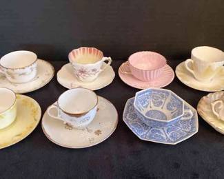 Eight Teacups And Saucers Two Made In France And One Made In Germany