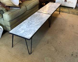  Mid century hairpin leg marble coffee tables
