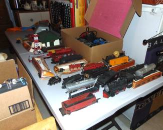 HO and other gauge train cars, engines and buildings (some sold separately).