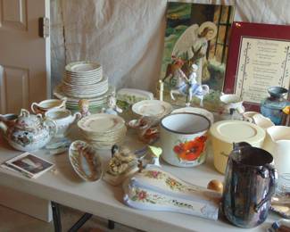 Ceramics, porcelain, and glassware (items sold separately).