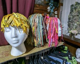 Money art, wig heads, foam head