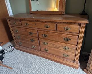 Oak Dresser (mirror not available) -7 drawer dresser 64"w 19"d 36"h   $300
