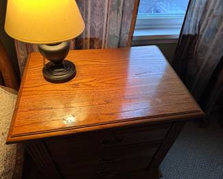 Oak nightstand 25”w 17”d 27”h. 