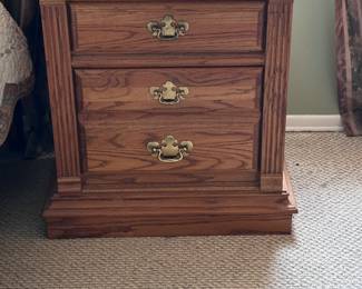 Oak Nightstand  25”w 17”d 27”h. 