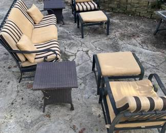 Quality Heavy Aluminum Outdoor set with side tables and thick cushions. Many more pillows not shown.