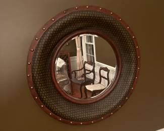 Beautiful wood / leather mirror combo