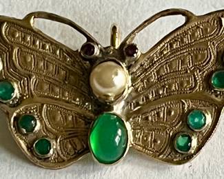 10k YELLOW GOLD BUTTERFLY BROOCH / PIN 