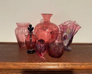 Contemporary, Deco-Style, and Antique Cranberry Glass