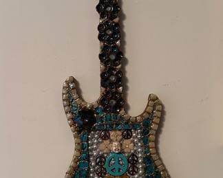 Embellished Plaque in the Shape of an Electric Guitar