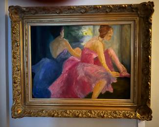 Dancers, framed work on board by Rosalie Daley