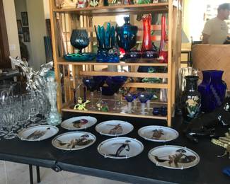 pixies, colored glass, Erte’ plates