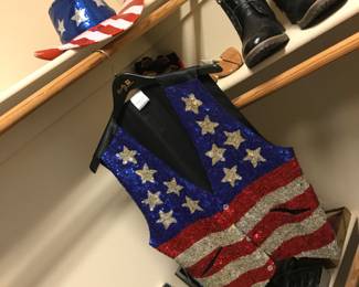Patriotic sequined vest & cowboy hat